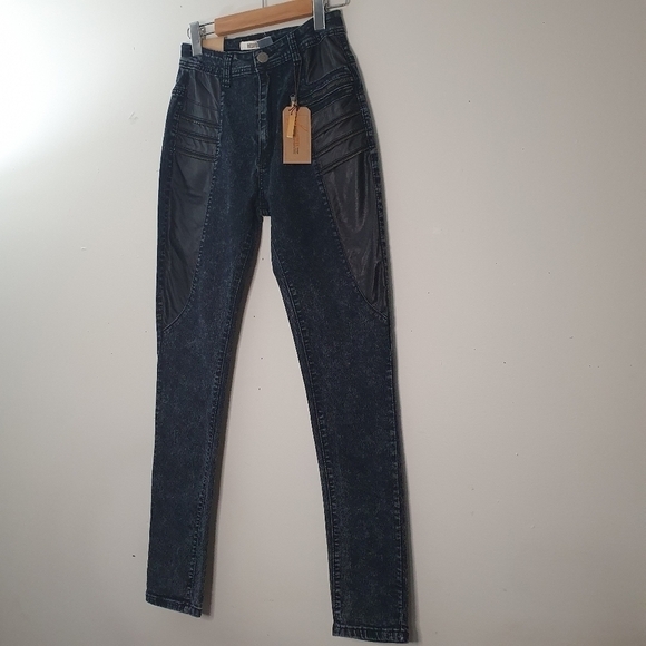 RedFox Premium Jeans High Waist Skinny Black Acid Wash Jeans Size 5 - Picture 3 of 8